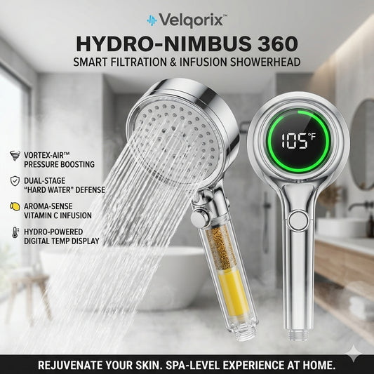 Velqorix™ Hydro-Nimbus 360 Smart Filtration & Infusion Showerhead